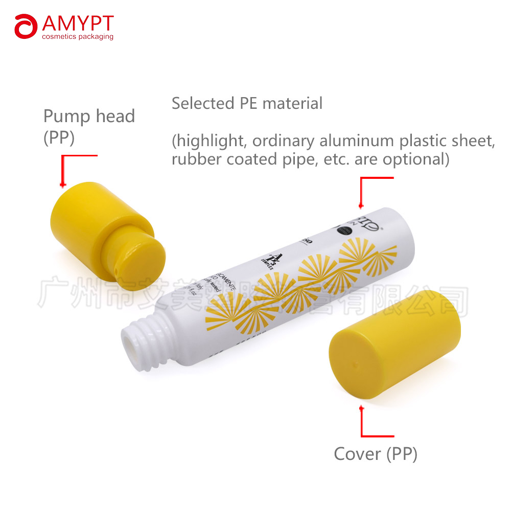 Tube en plastique cosmétique de style concis populaire avec pompe airless