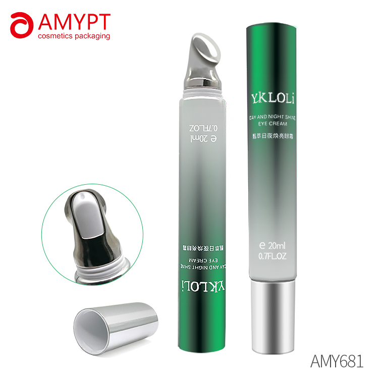 Tube en plastique avec tube de crème pour les yeux applicateur en alliage de zinc