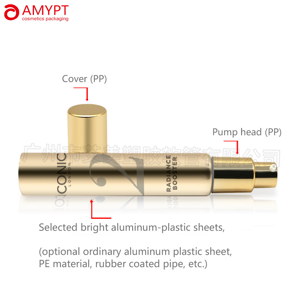 Tube de pompe airless cosmétique en plastique vide