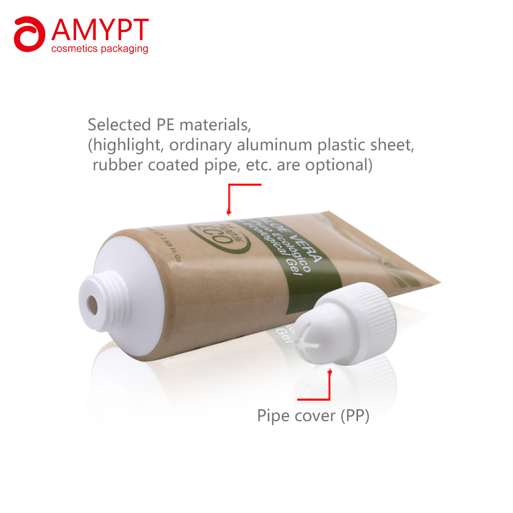 Tube de crème pour les mains en tube de papier kraft bioplastique recyclé à 100 % écologique